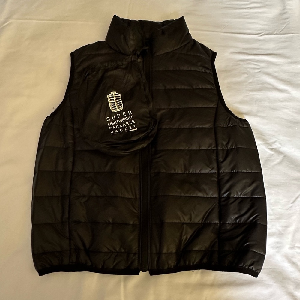Lightweight packable jacket with storage bag